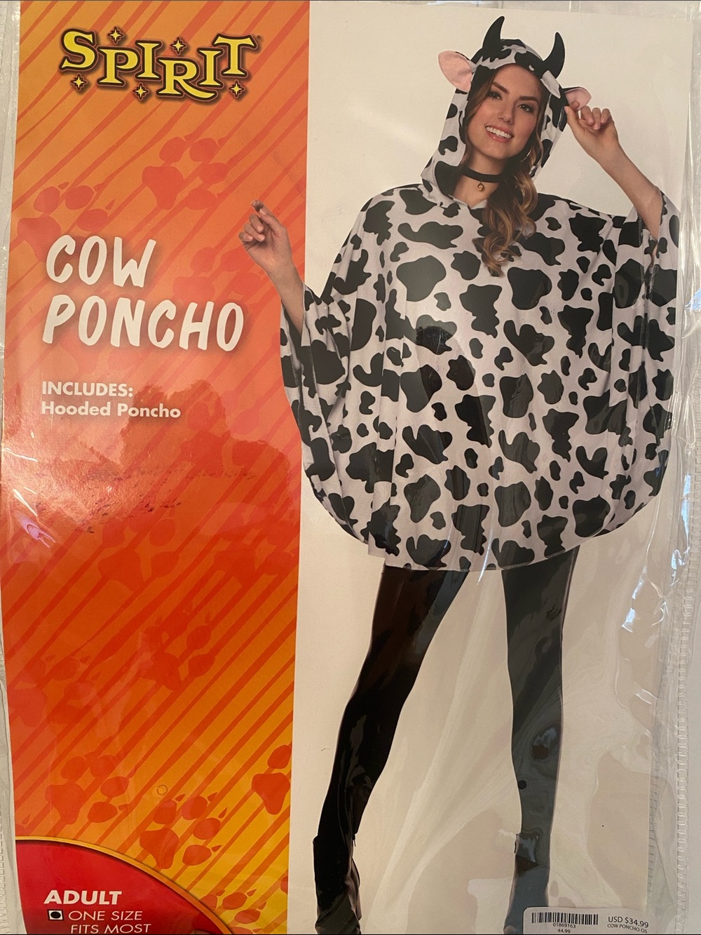 Black & White Cow Hooded Poncho Costume